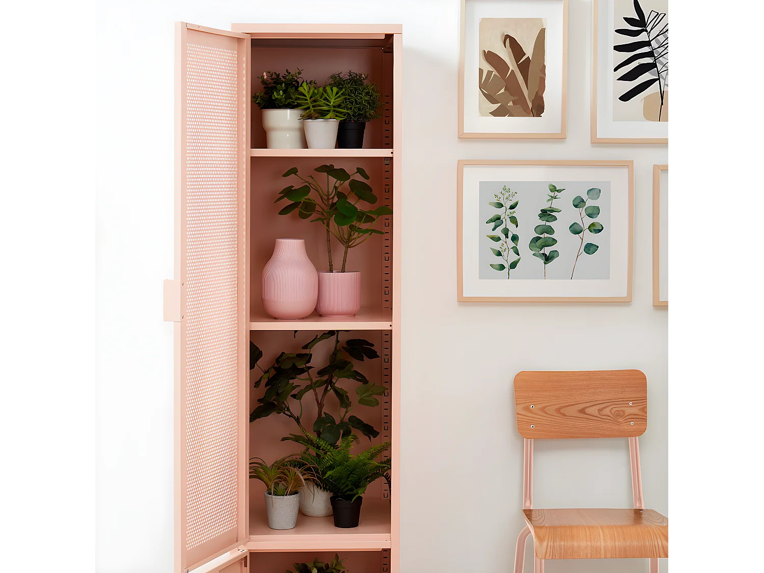 Nino - Colonne de rangement 2 portes en métal PANTONE H180cm - Rose blush