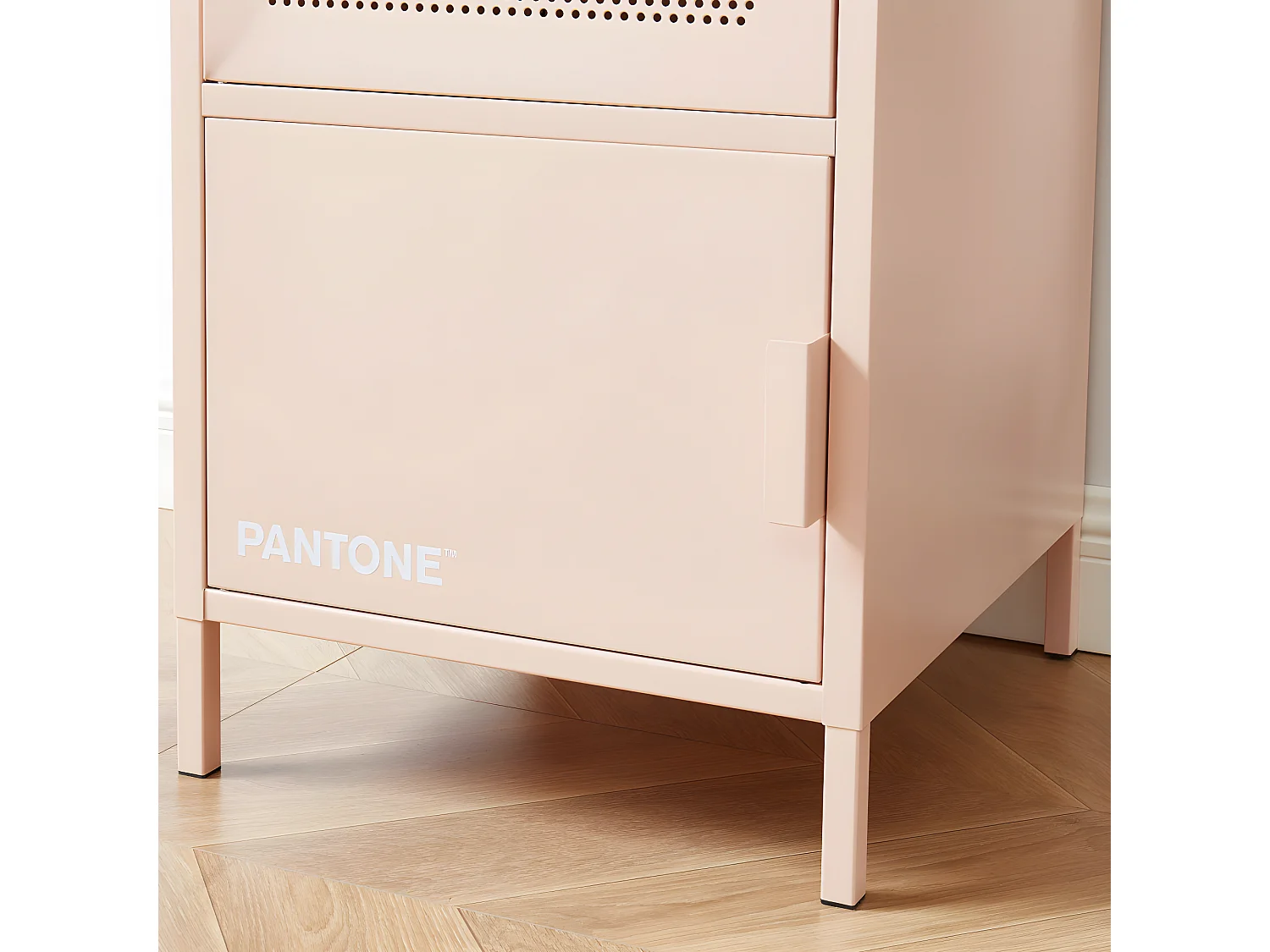 Nino - Colonne de rangement 2 portes en métal PANTONE H180cm - Rose blush