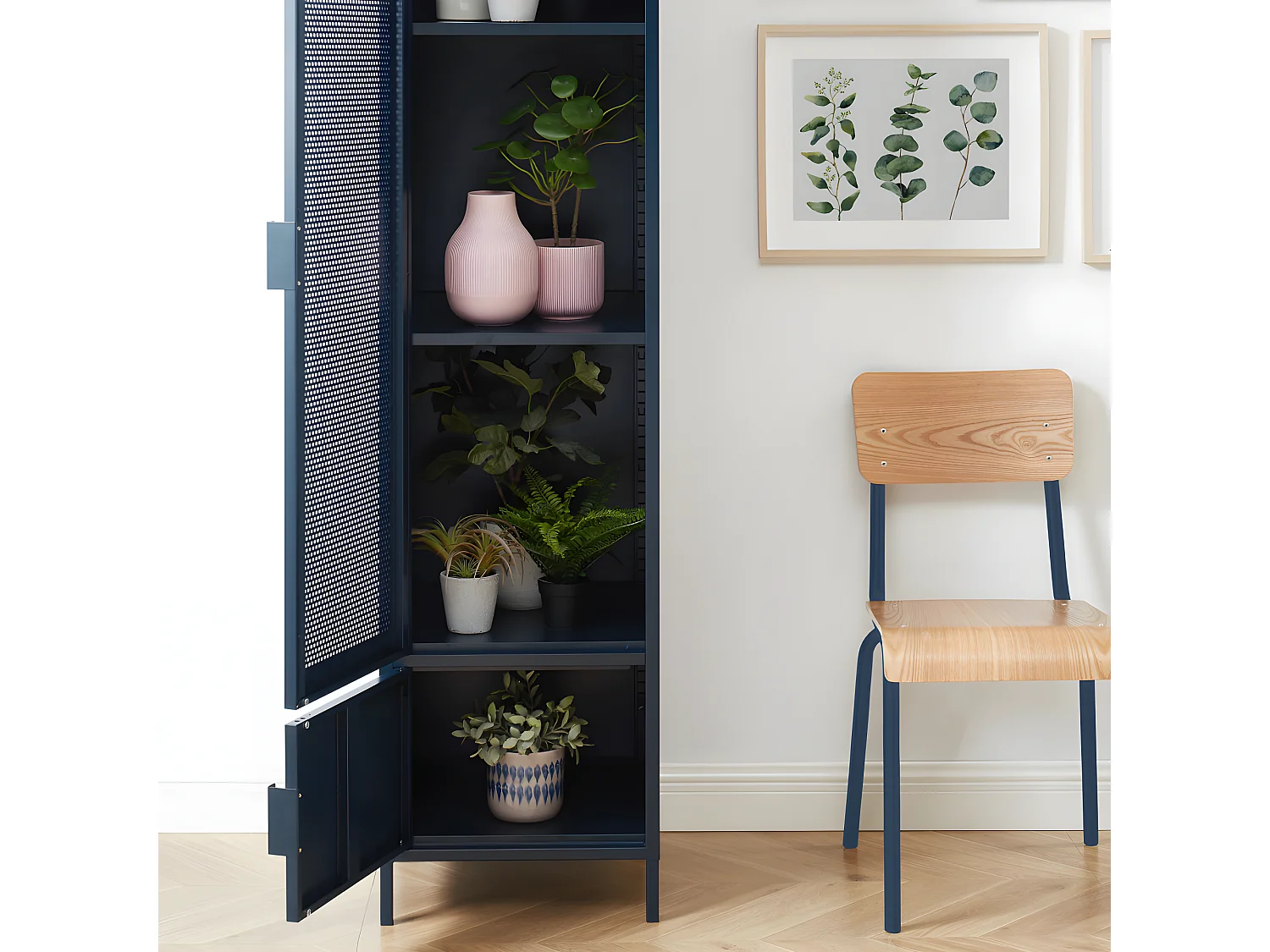 Nino - Colonne de rangement 2 portes en métal PANTONE H180cm - Bleu nuit