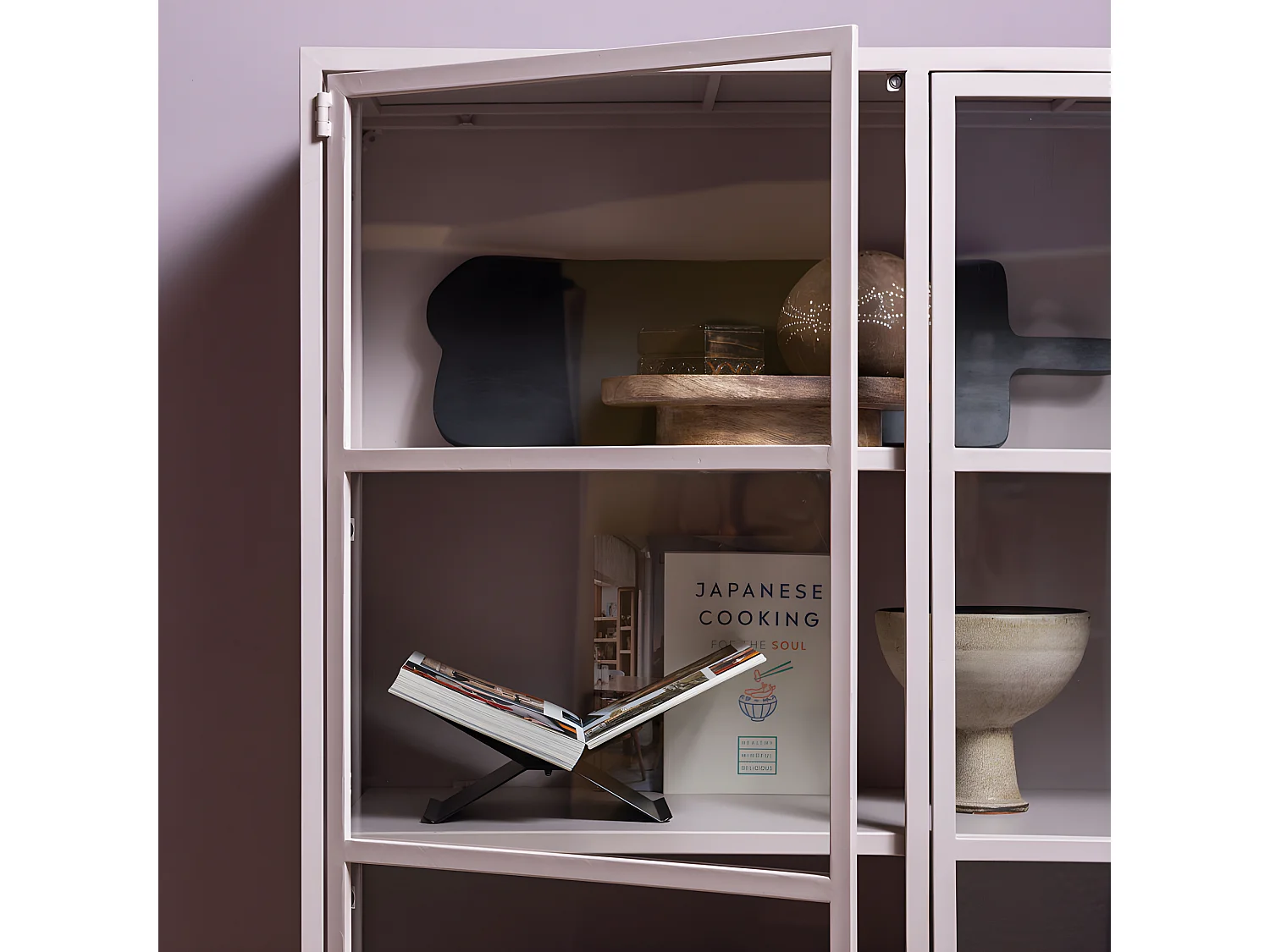 Ronja - Vaisselier 2 portes en verre et métal H189cm - Vieux rose