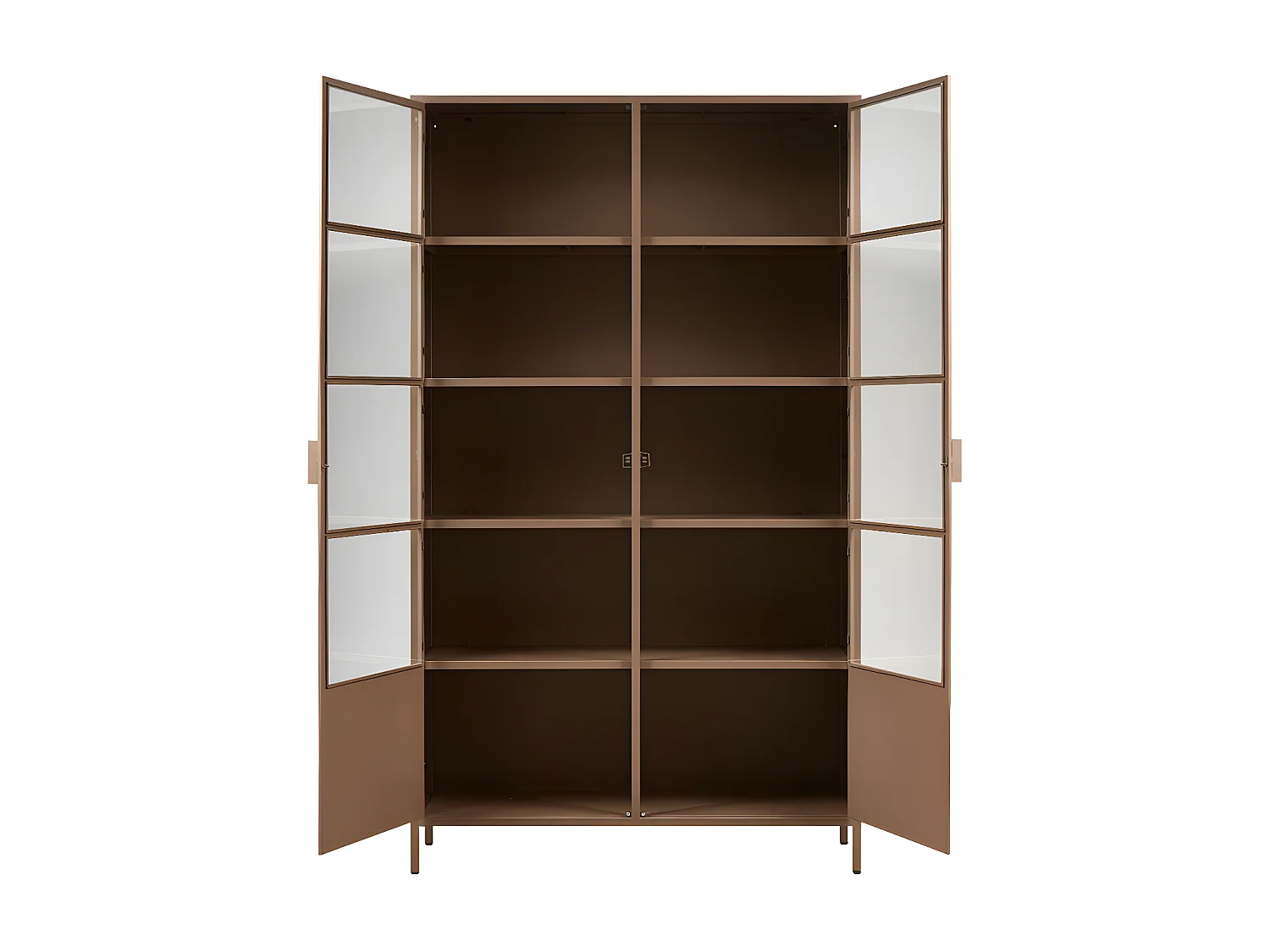 Ronja - Vaisselier 2 portes en verre et métal H189cm - Marron