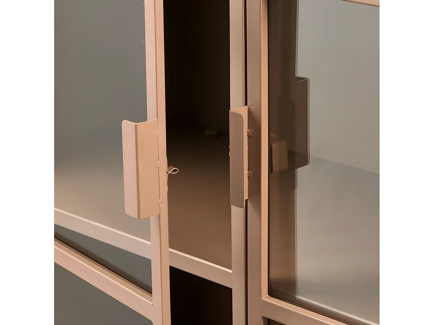 Ronja - Vaisselier 2 portes en verre et métal H189cm - Marron