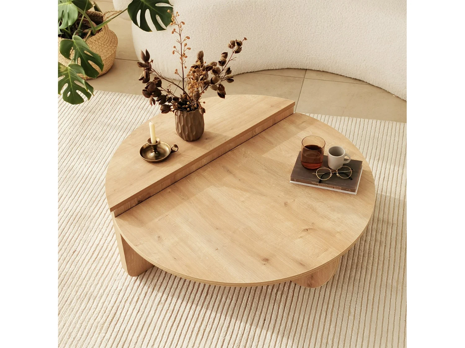 Table basse ronde design en bois CARLOW
