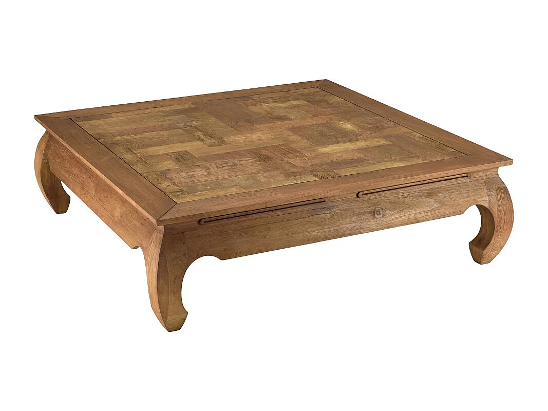 SIXTINE - Table opium 120x120cm bois de teck recyclé plateau mosaïque