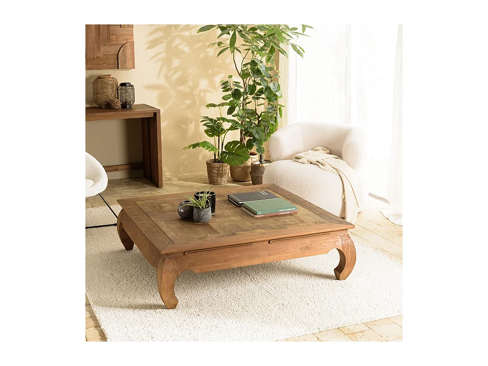 SIXTINE- Table opium 120x120cm en teck recyclé plateau mosaïque