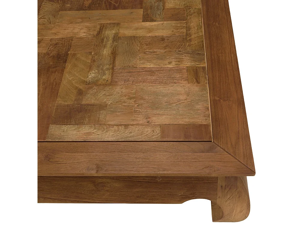 SIXTINE - Table opium 120x120cm bois de teck recyclé plateau mosaïque