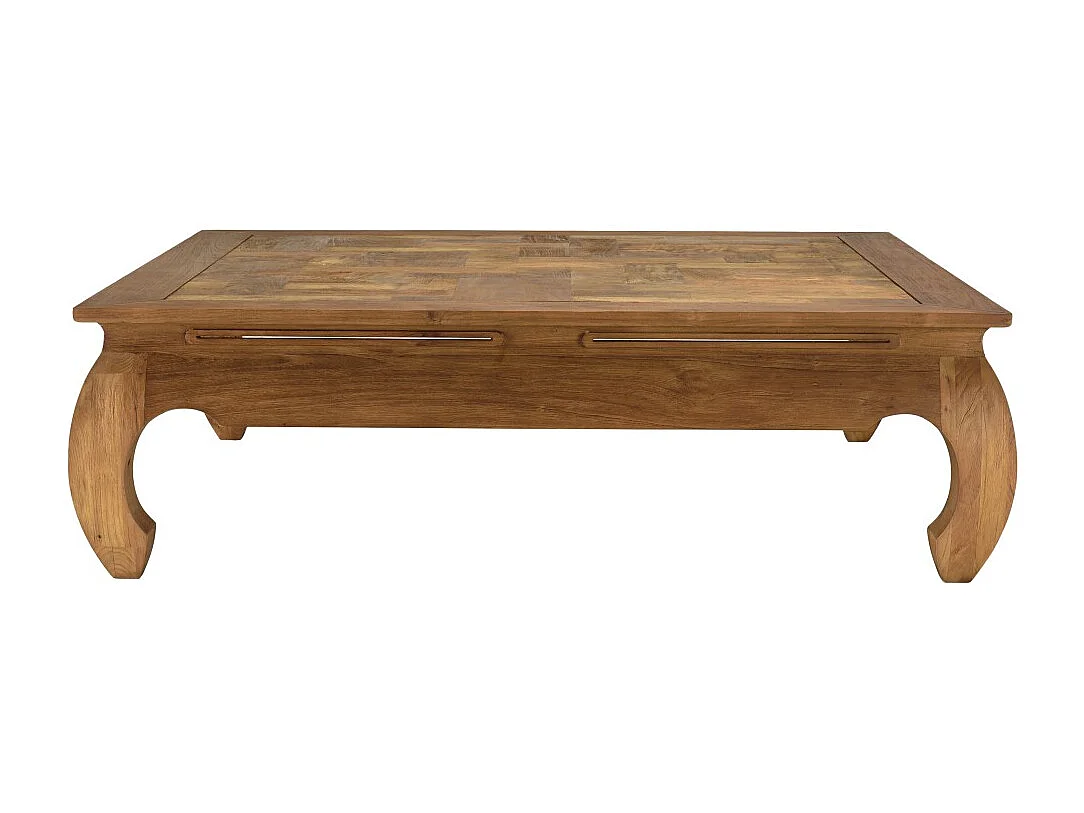 SIXTINE - Table opium 120x120cm bois de teck recyclé plateau mosaïque
