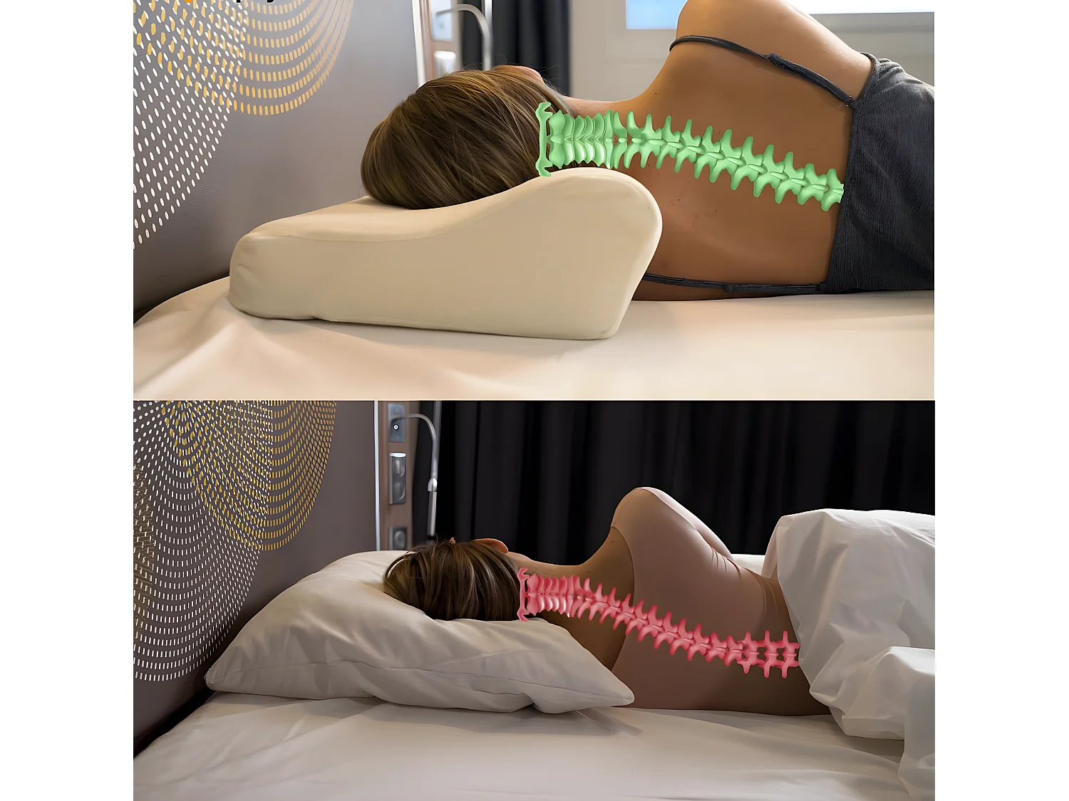 Almohada Ergonómica DE LUJO con funda refrescante ICE FraîcheTouch 60x35x12 y 3 fundas de almohada