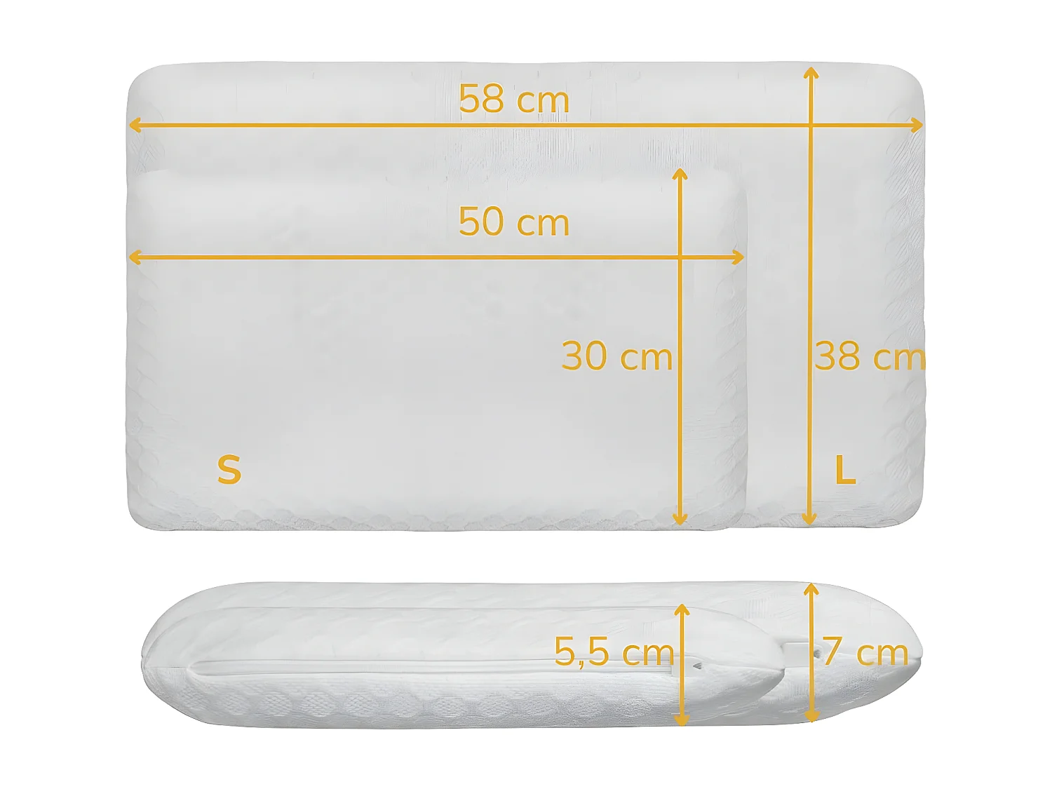 Almohada EXTRA PLANA para personas que duermen boca abajo L y funda de bambú – 58x38x7 - INPHYSIO
