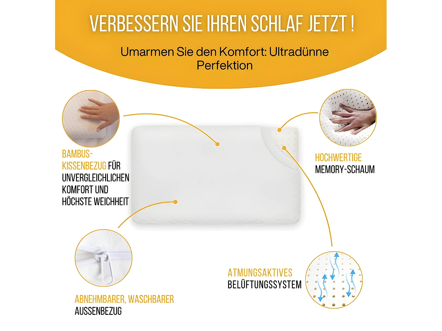 Cuscino EXTRA PIATTO per chi dorme sulla pancia L e federa in bambù – 58x38x7 - INPHYSIO