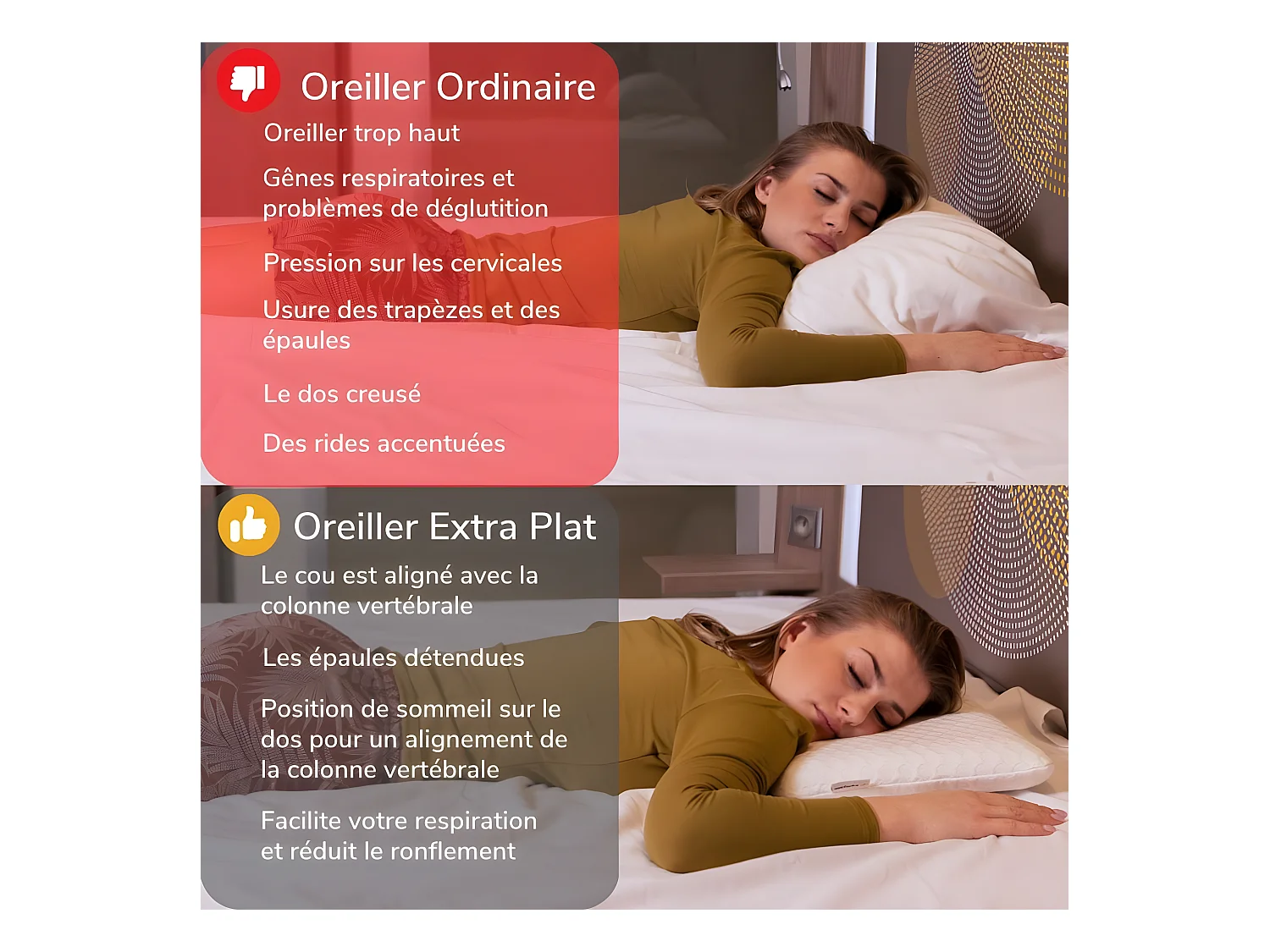 Cuscino EXTRA PIATTO per chi dorme sulla pancia S e federa extra in bambù – 50x30x5,5 - INPHYSIO