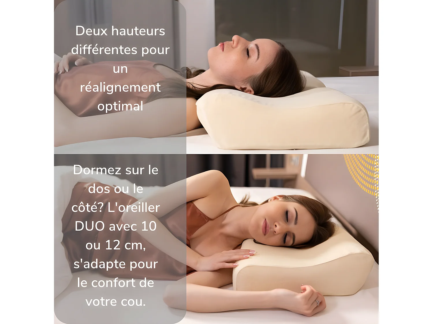 Ergonomisches Nackenstützkissen mit kühlendem ICE FraîcheTouch Kissenbezug - 60x35x12 - DUO PREMIUM