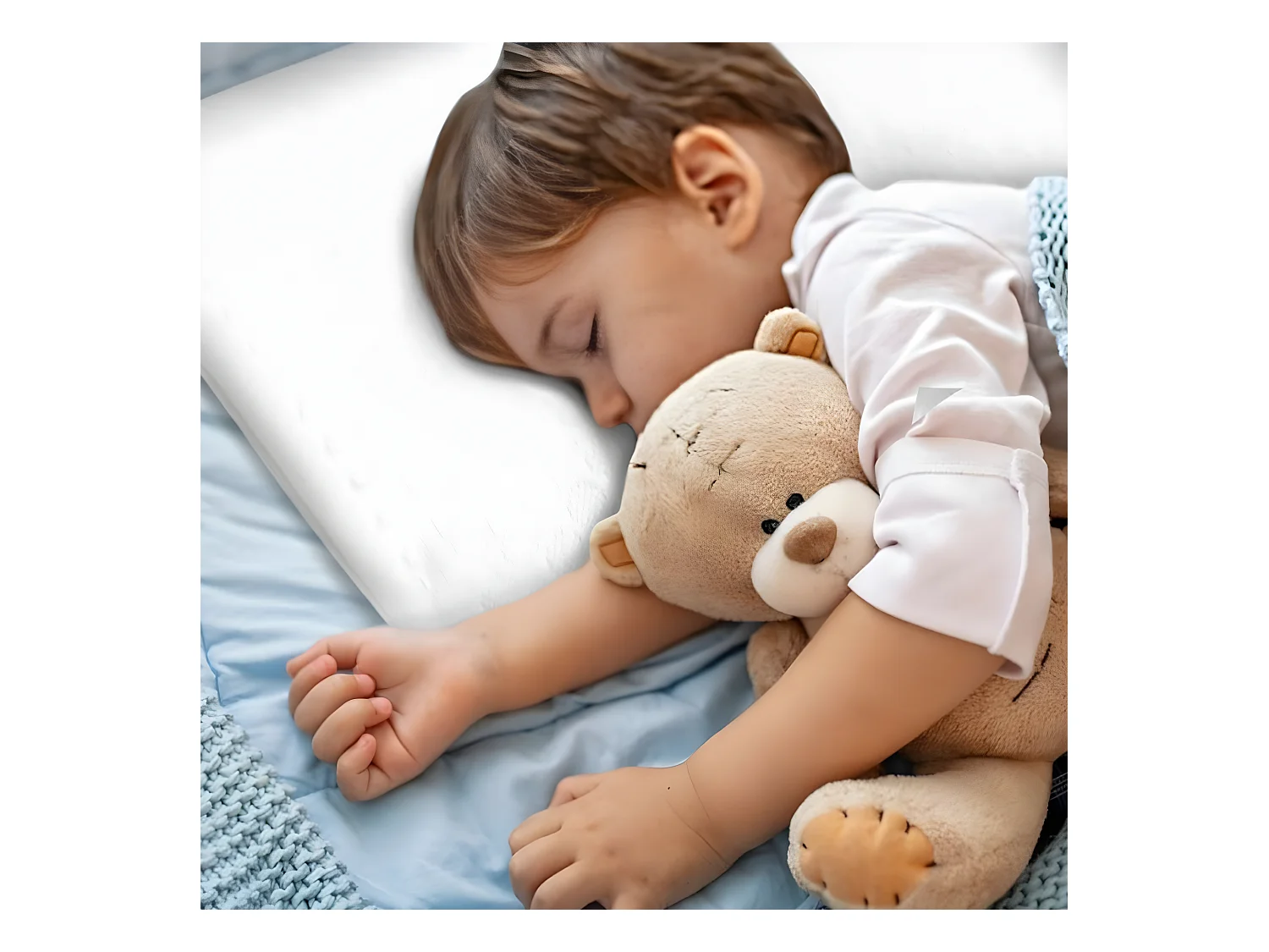 Lote de 3 almohadas infantiles transpirables de tejido de bambú 50x30x5,5 INPHYSIO