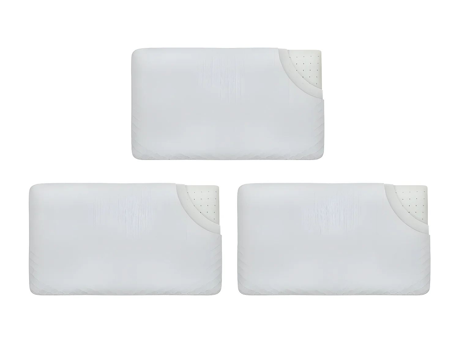 Lot de 3 Oreillers Enfant Respirant en Tissu de Bambou 50x30x5,5 INPHYSIO
