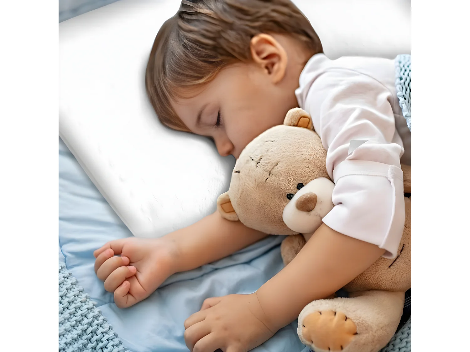 Lot de 3 Oreillers Enfant Respirant en Tissu de Bambou 50x30x5,5 INPHYSIO