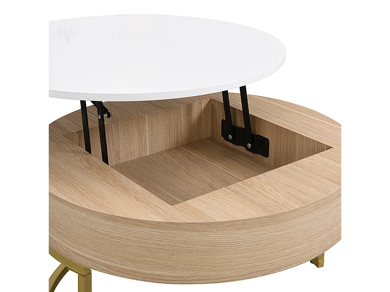 Zestaw 2 stolików nocnych z wysuwanymi szufladami - z MDF - Naturalny i Biały