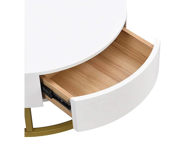 Lot de 2 tables gigognes revelables - avec 2 tirioirs - en MDF - Naturel & Blanc