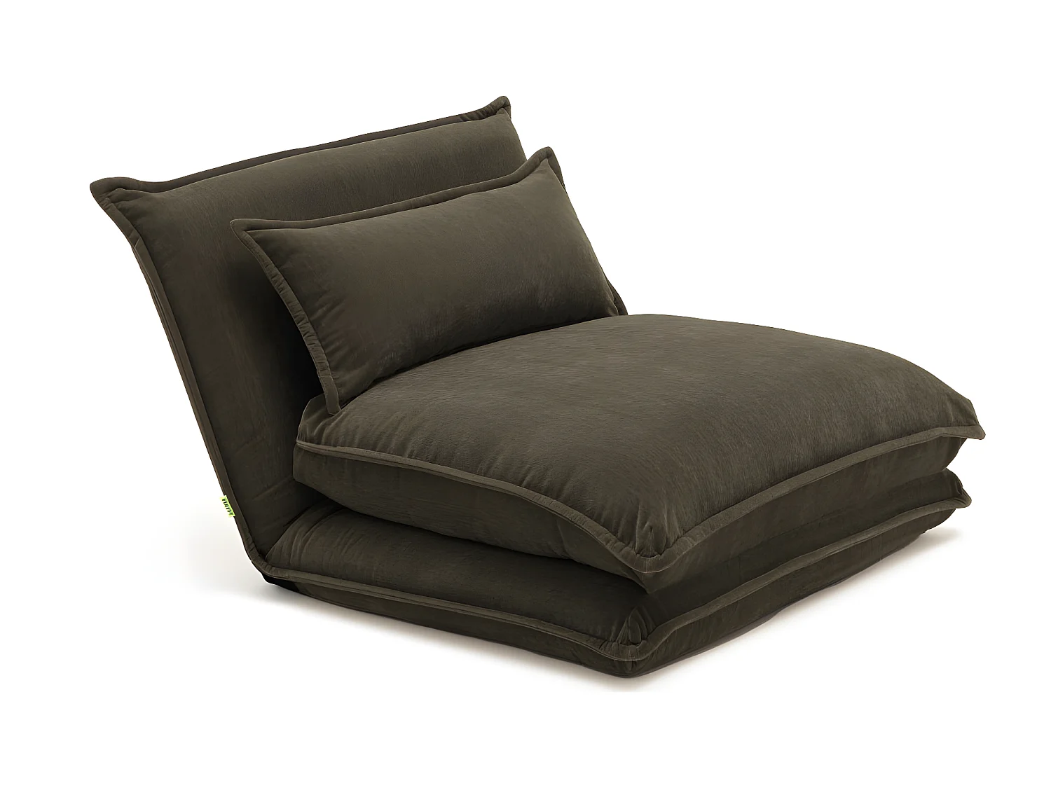 Nala - Chauffeuse convertible 1 personne en tissu chenille - Vert kaki