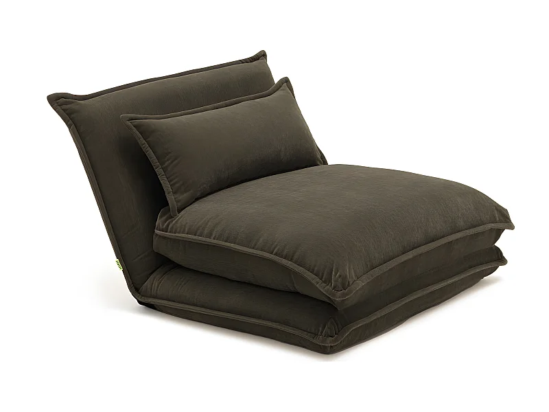 Nala - Chauffeuse convertible 1 personne en tissu chenille - Vert kaki