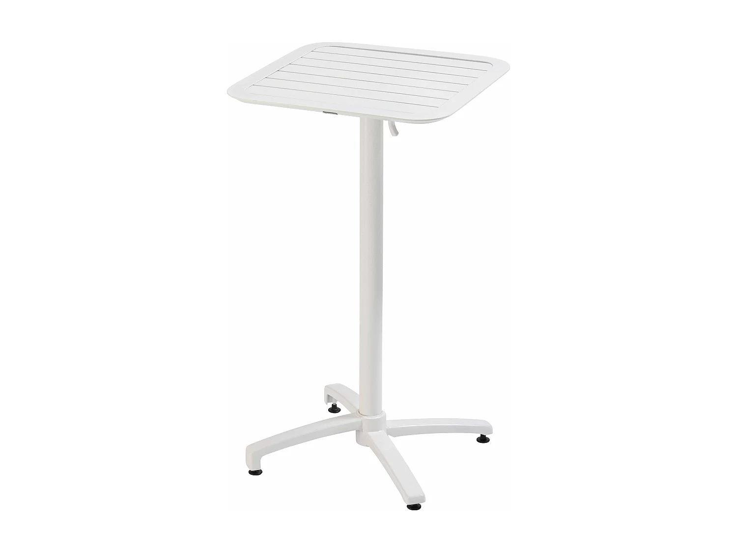 Table haute 60x60 cm inclinable de terrasse en aluminium blanc