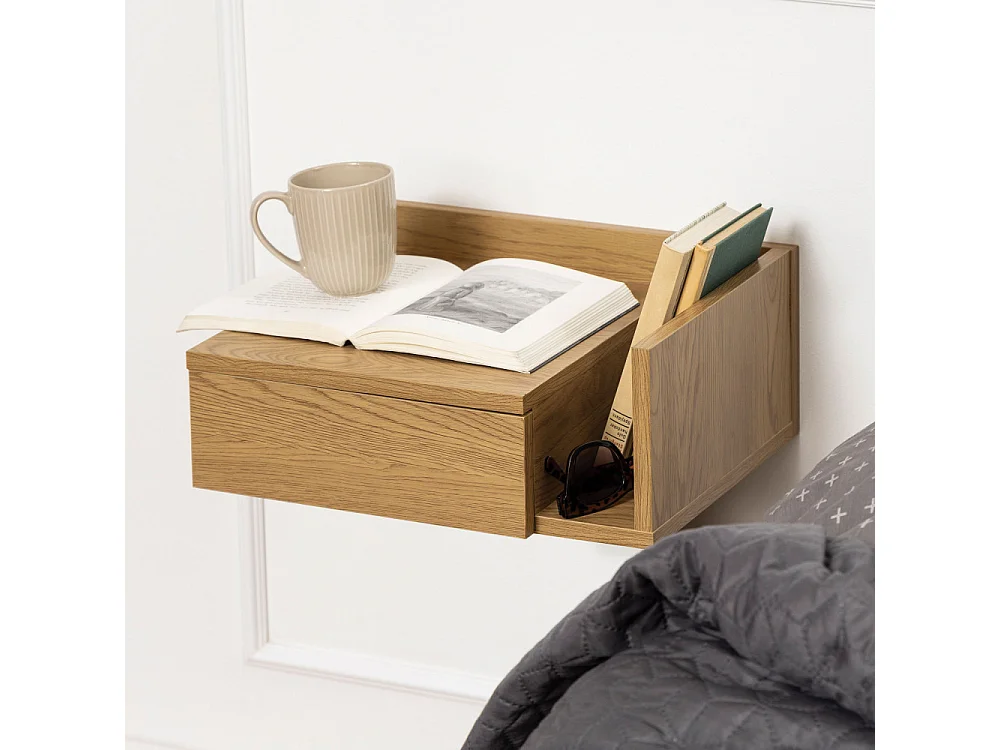 Kamichi - Table de chevet murale réversible en bois - Bois clair