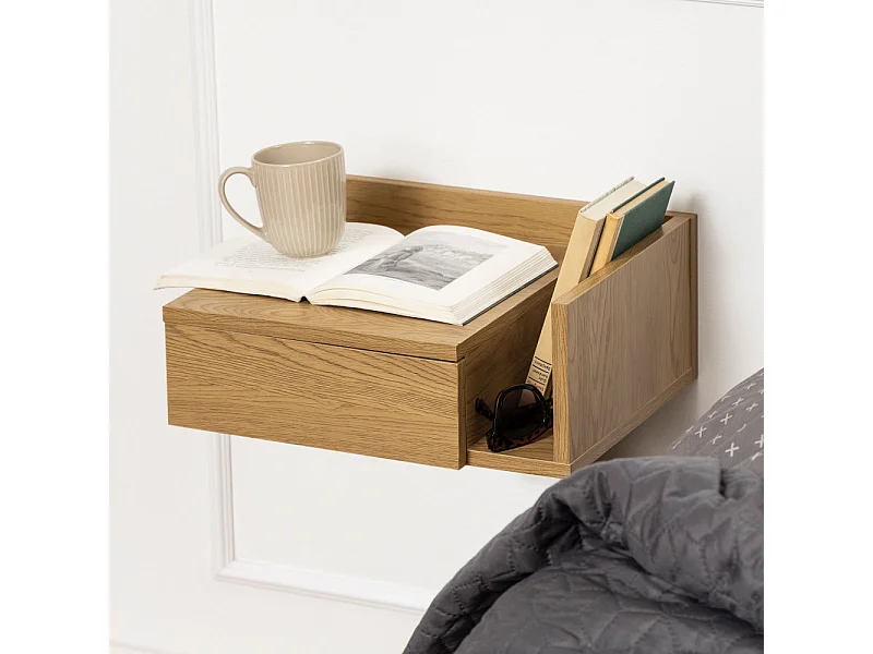 Kamichi - Table de chevet murale réversible en bois - Bois clair