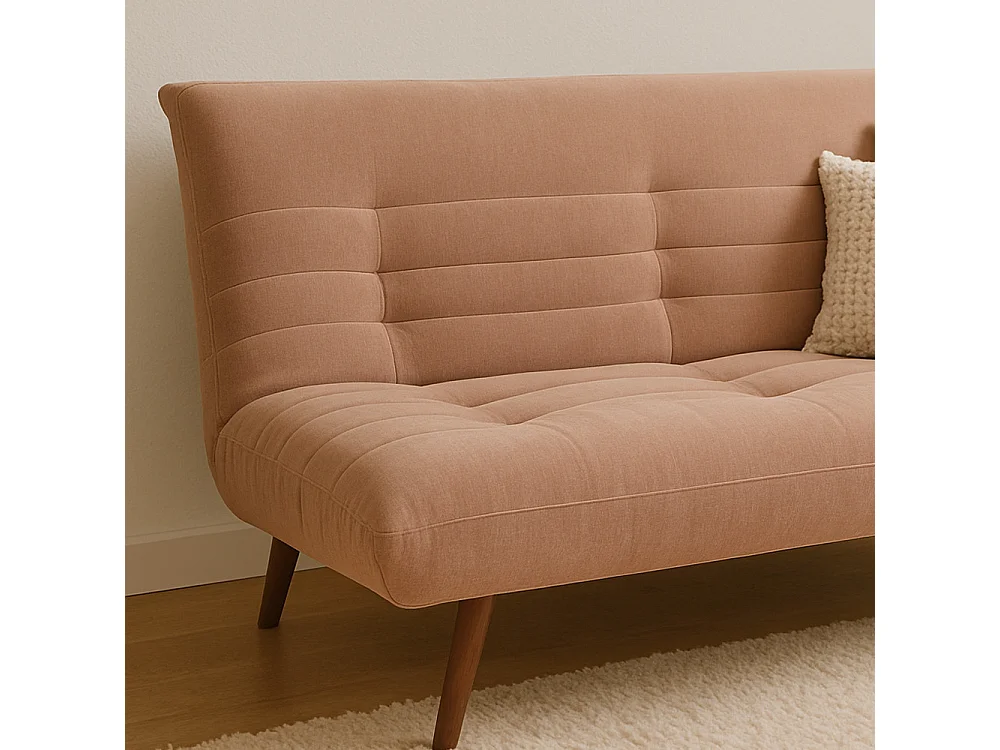 Tommy - Canapé convertible 3 places en tissu chenille - Rose blush