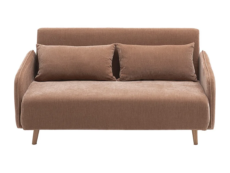 Monica - Canapé convertible 2 places en tissu chenille L140cm - Rose blush