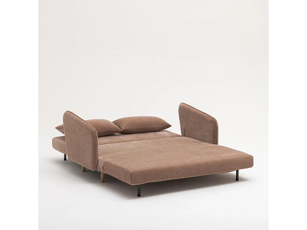 Monica - Canapé convertible 2 places en tissu chenille L140cm - Rose blush