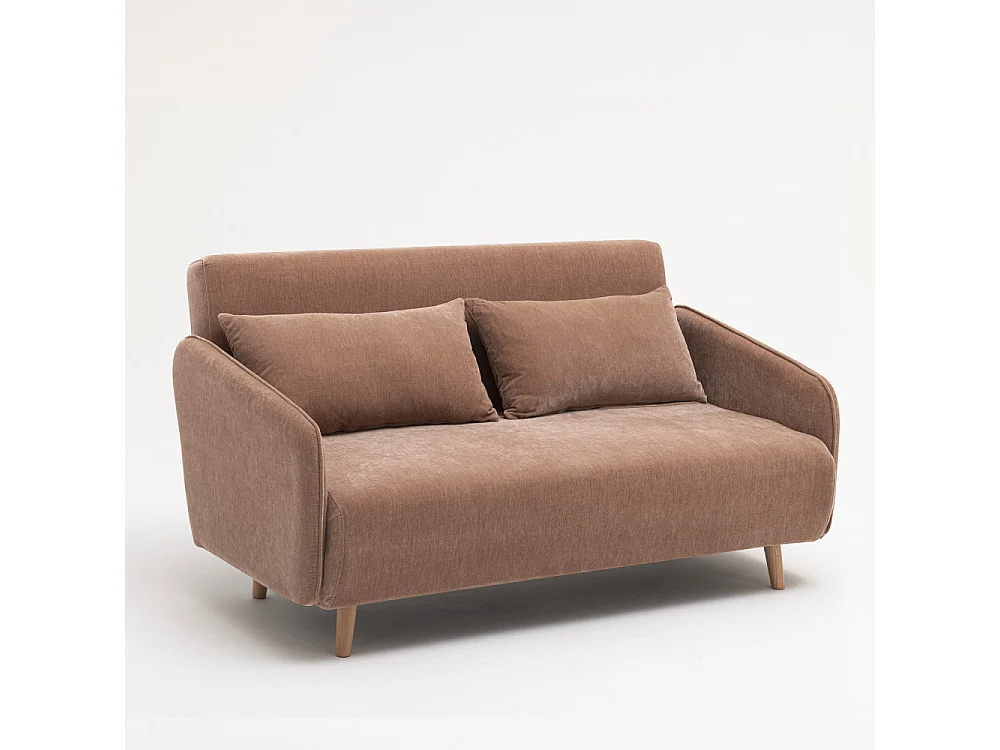 Monica - Canapé convertible 2 places en tissu chenille L140cm - Rose blush