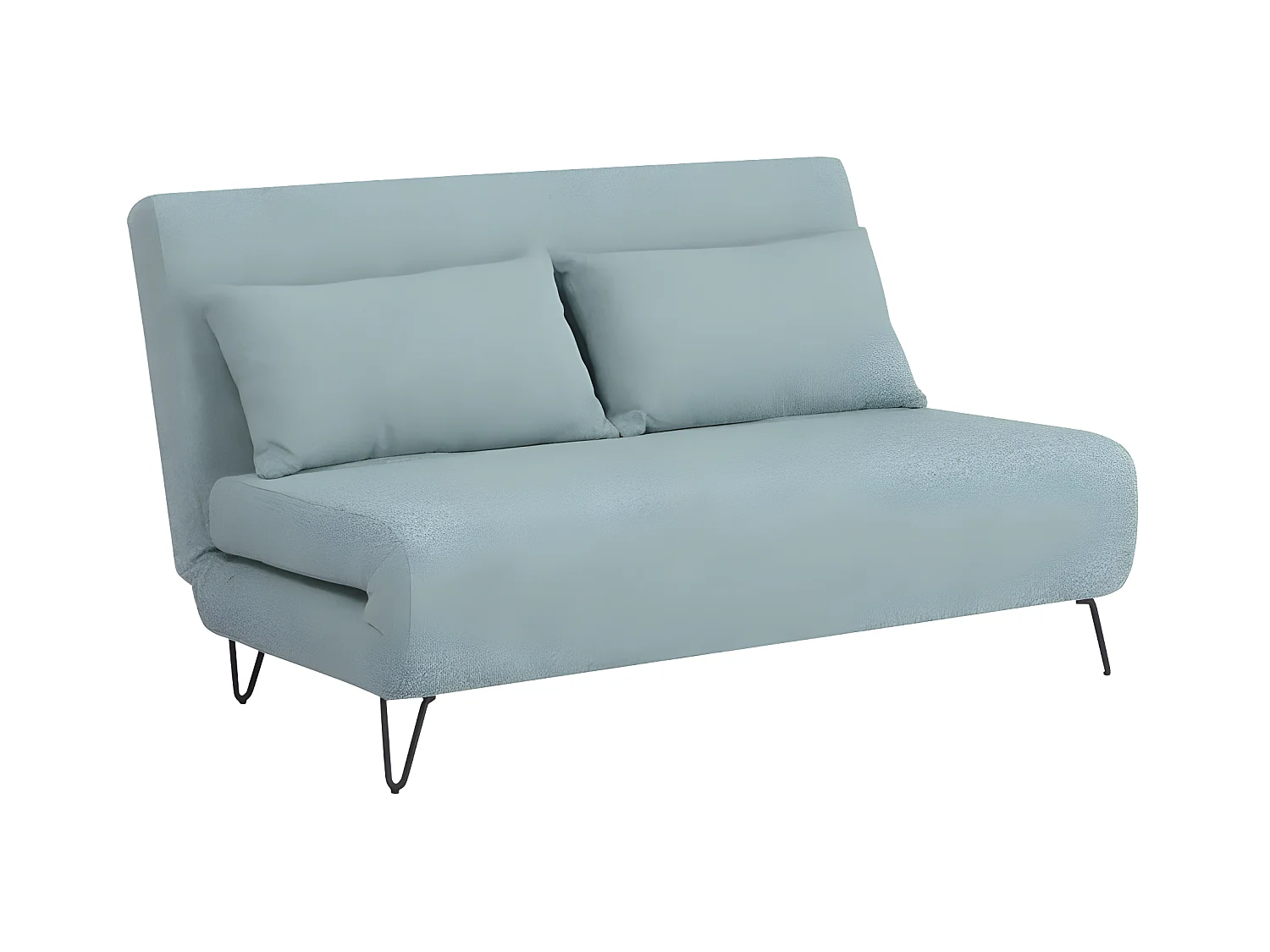 Joe harper - Canapé convertible 2 places en tissu bouclette - Bleu aqua