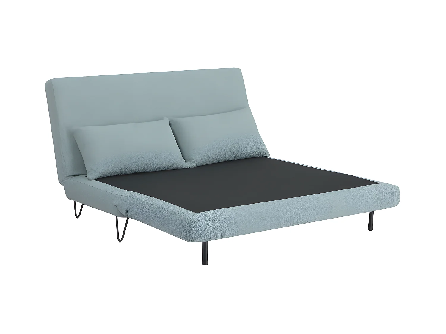 Joe harper - Canapé convertible 2 places en tissu bouclette - Bleu aqua