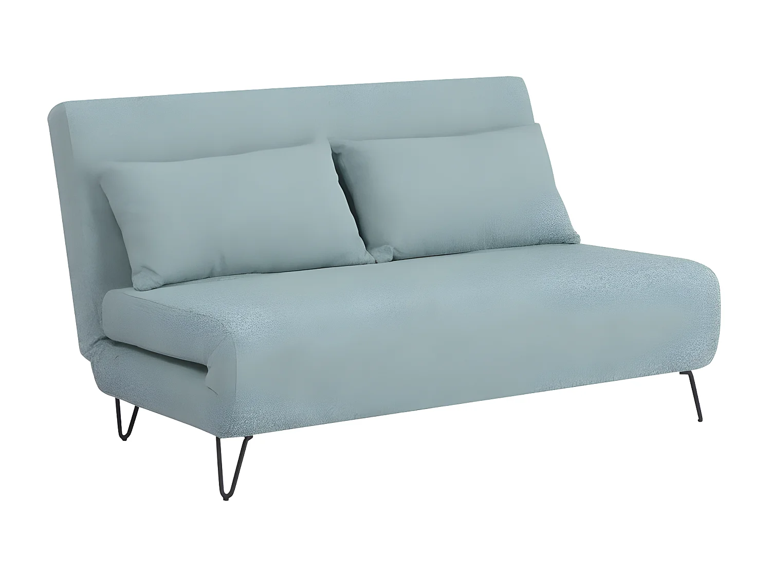 Joe harper - Canapé convertible 2 places en tissu bouclette - Bleu aqua