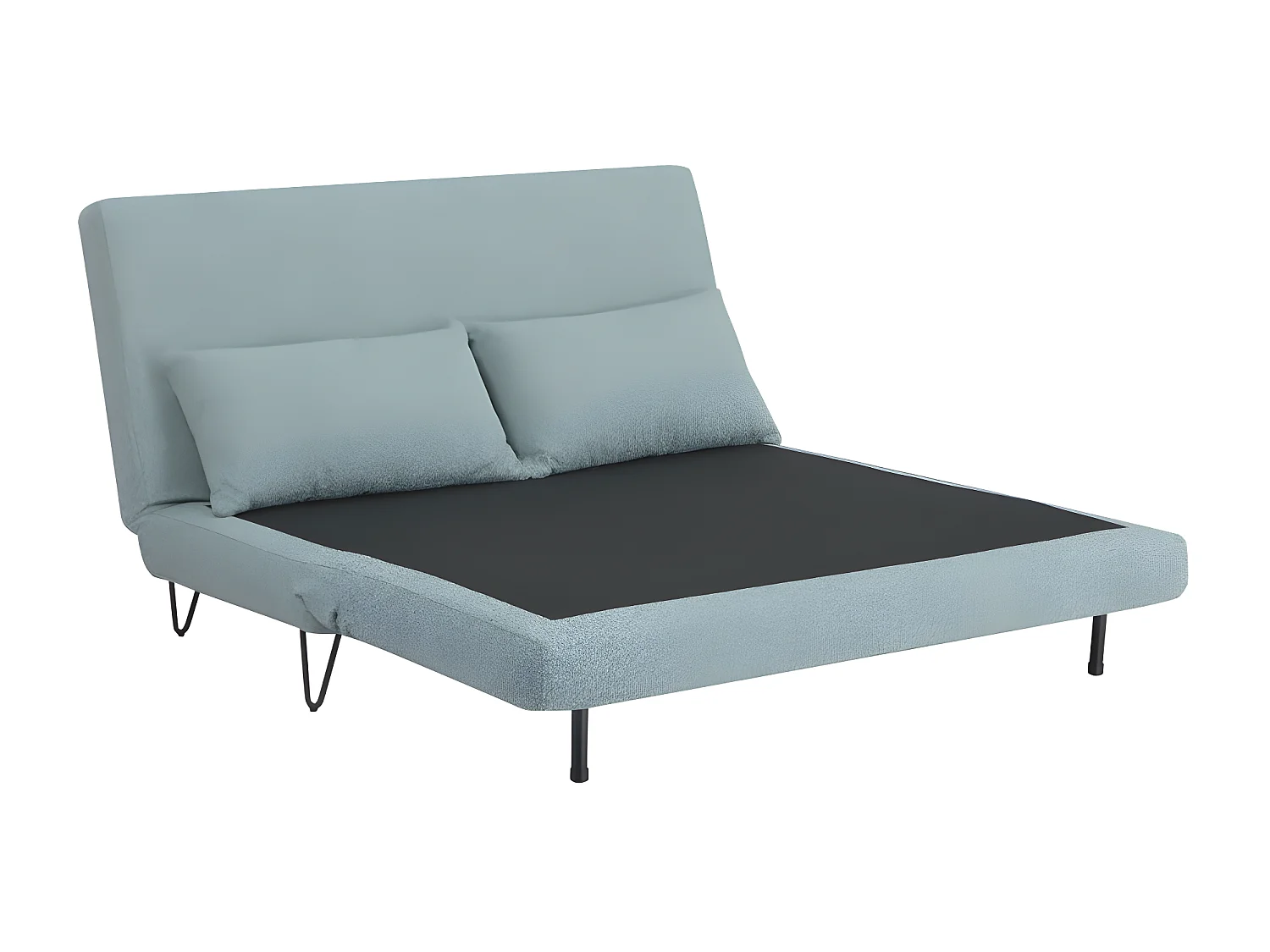 Joe harper - Canapé convertible 2 places en tissu bouclette - Bleu aqua