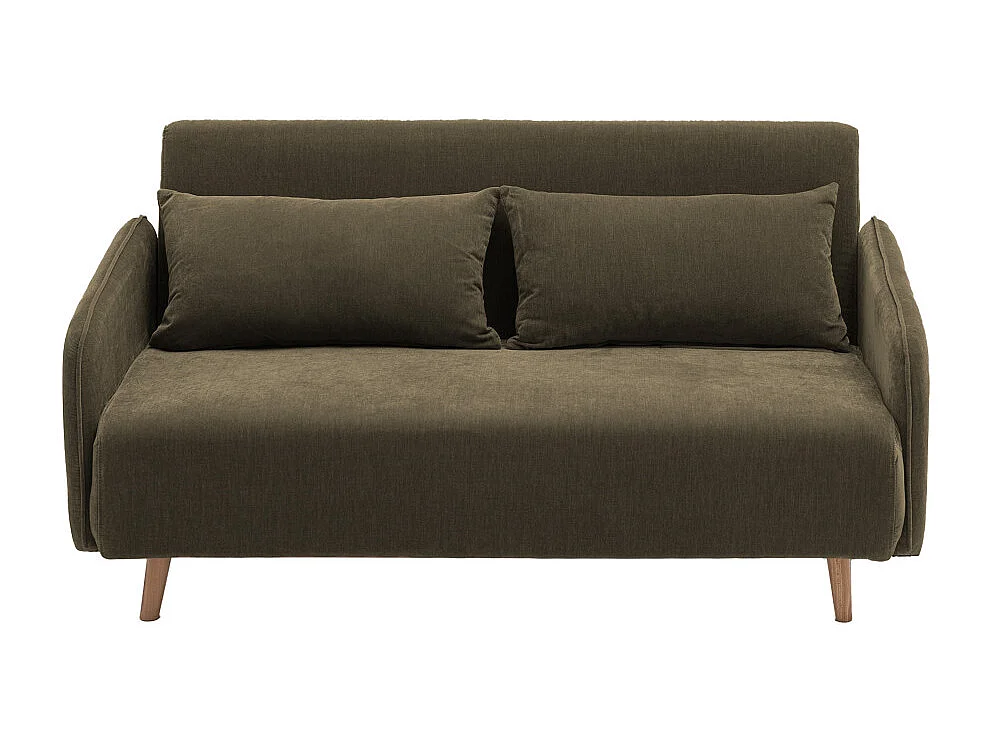 Monica - Canapé convertible 2 places en tissu chenille L140cm - Vert kaki