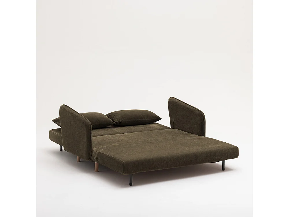 Monica - Canapé convertible 2 places en tissu chenille L140cm - Vert kaki