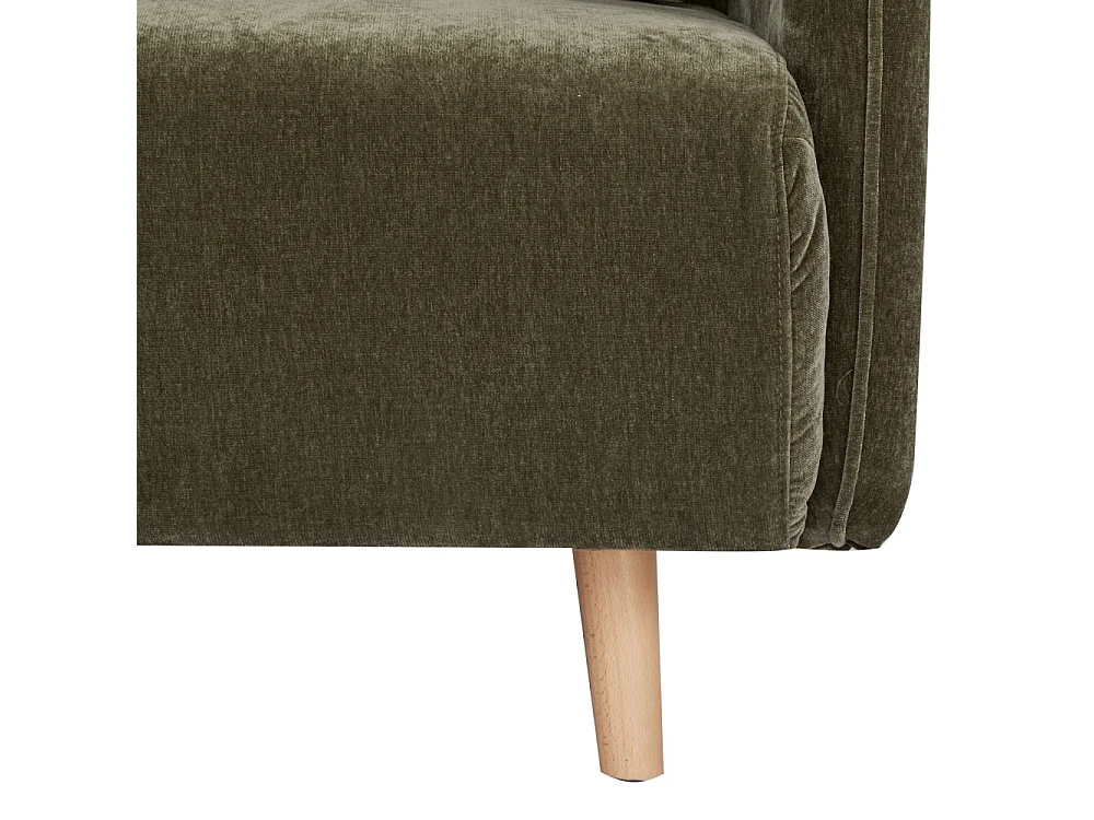 Monica - Canapé convertible 2 places en tissu chenille L140cm - Vert kaki