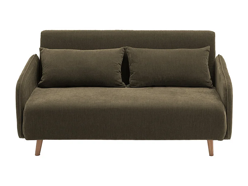 Monica - Canapé convertible 2 places en tissu chenille L140cm - Vert kaki