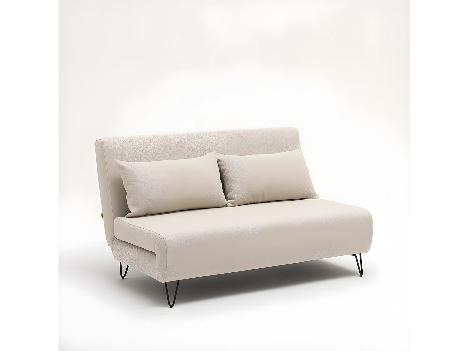 Joe harper - Canapé convertible 2 places en tissu bouclette - Écru