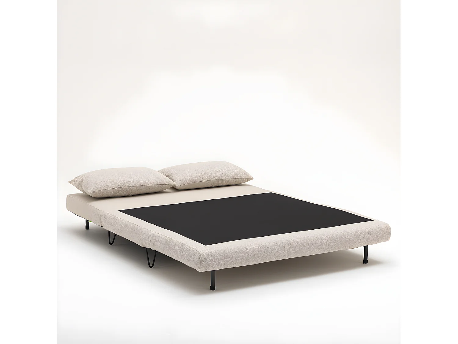 Joe harper - Canapé convertible 2 places en tissu bouclette - Écru