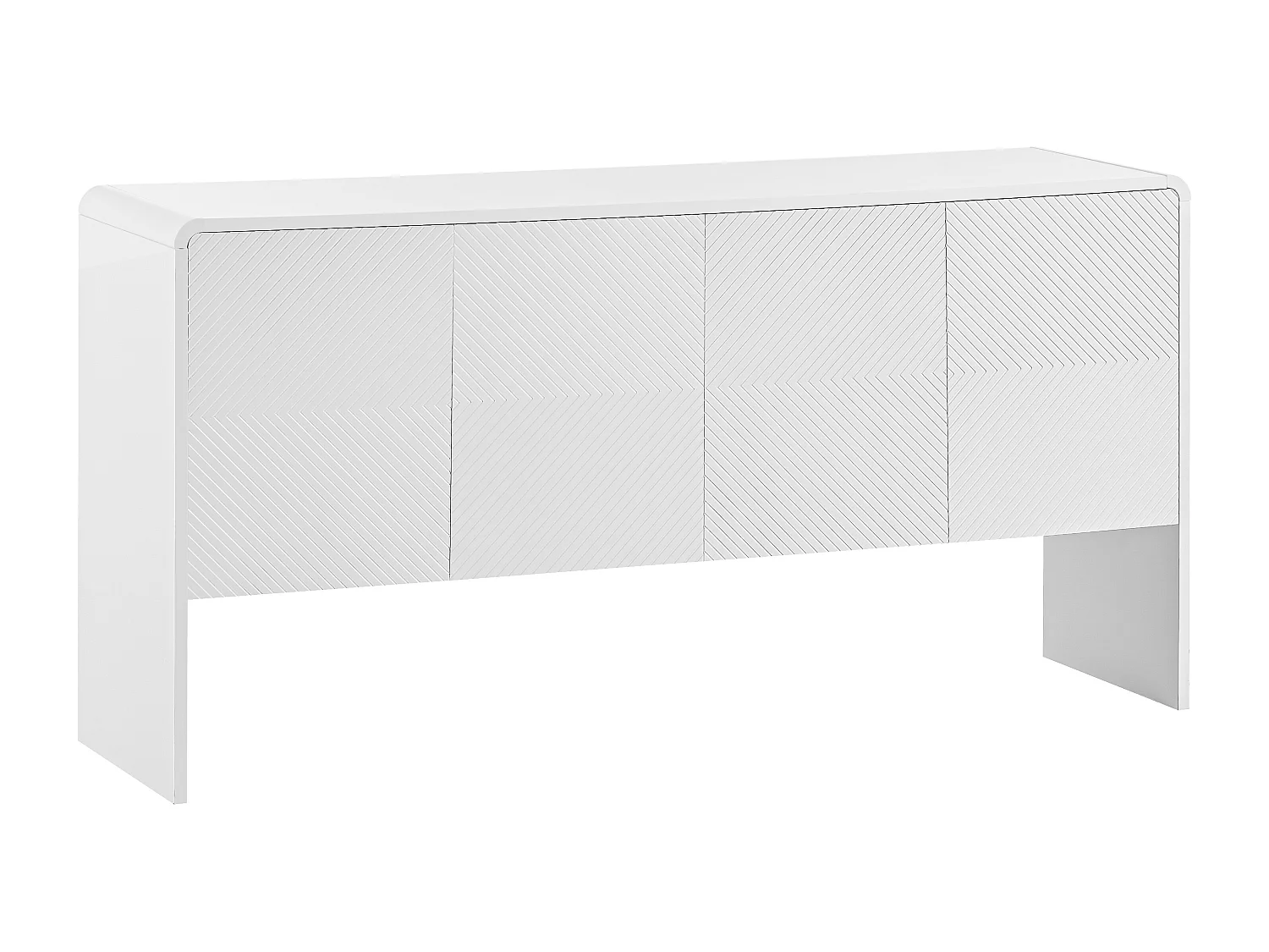 Aparador, Mueble de salón - 4 cajones 2 estantes regulables - Madera MDF - Color blanco