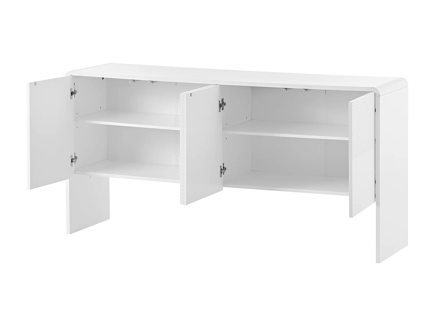 Aparador, Mueble de salón - 4 cajones 2 estantes regulables - Madera MDF - Color blanco