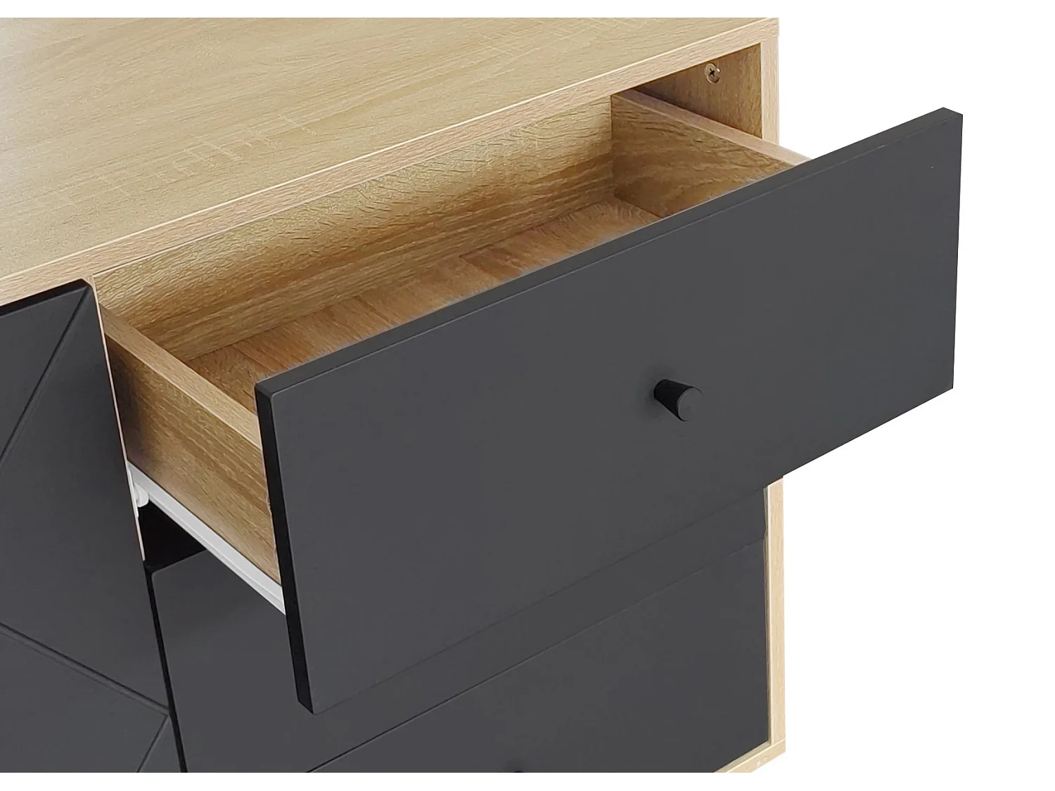 Buffet moderne avec grand espace de rangement, 2 portes et 3 tiroirs avec une étagère réglable pour salle à manger, salon ou cuisine, noir