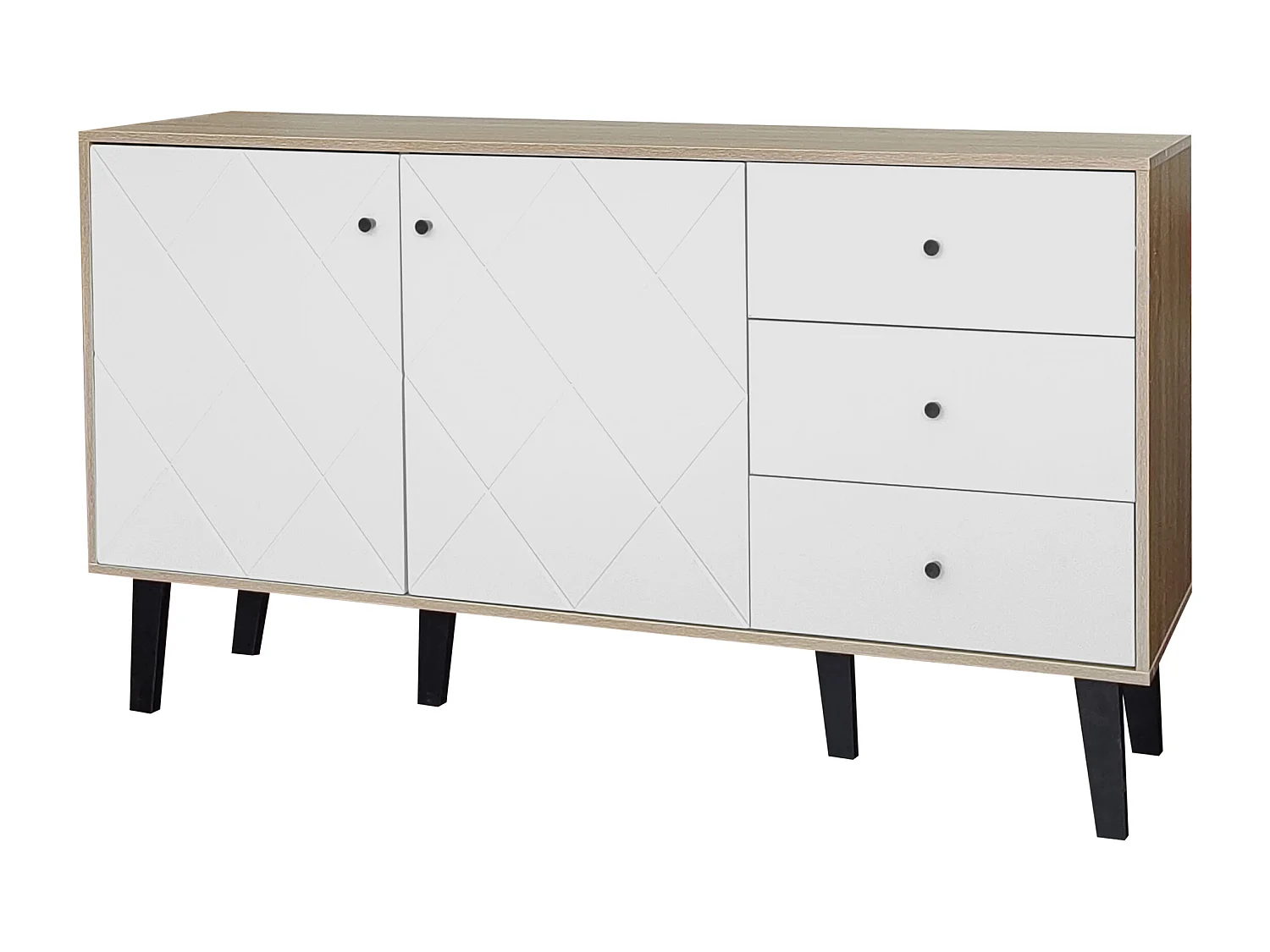 Aparador moderno com amplo espaço de armazenamento, 2 portas e 3 gavetas com prateleira ajustável para sala de jantar, sala de estar ou cozinha, branco