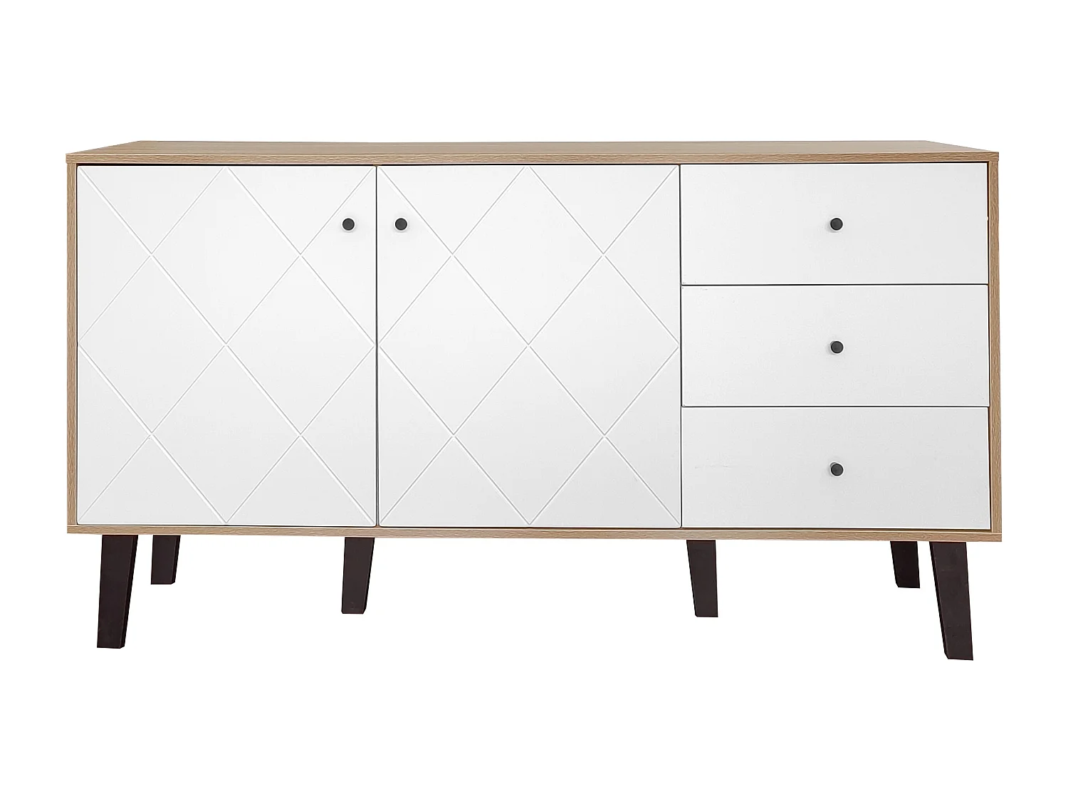 Aparador moderno com amplo espaço de armazenamento, 2 portas e 3 gavetas com prateleira ajustável para sala de jantar, sala de estar ou cozinha, branco