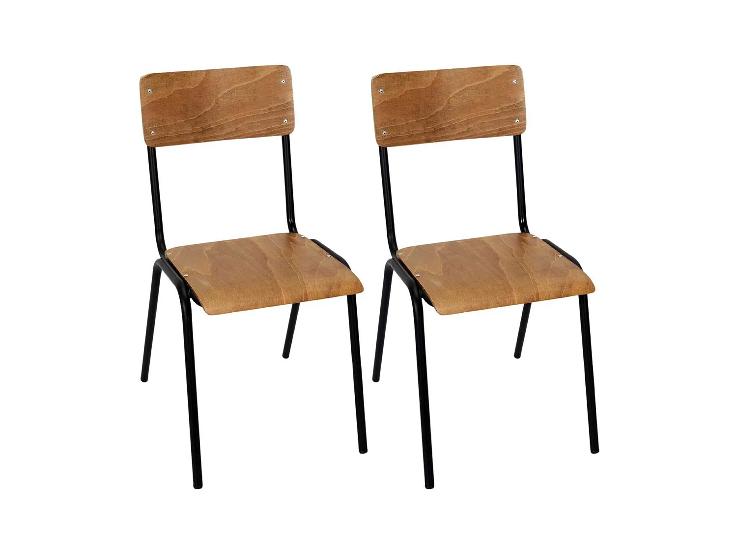 Chaise écolier en bois (Lot de 2)