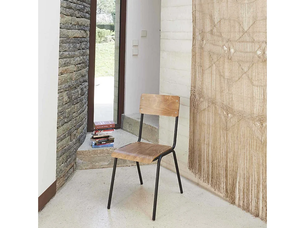 Chaise écolier en bois (Lot de 2)