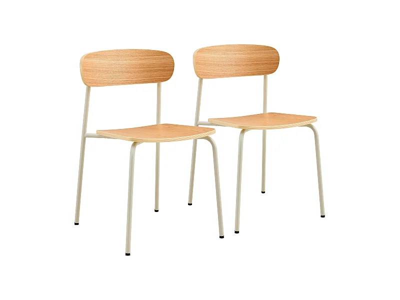 Lot de 2 chaises en bois beige