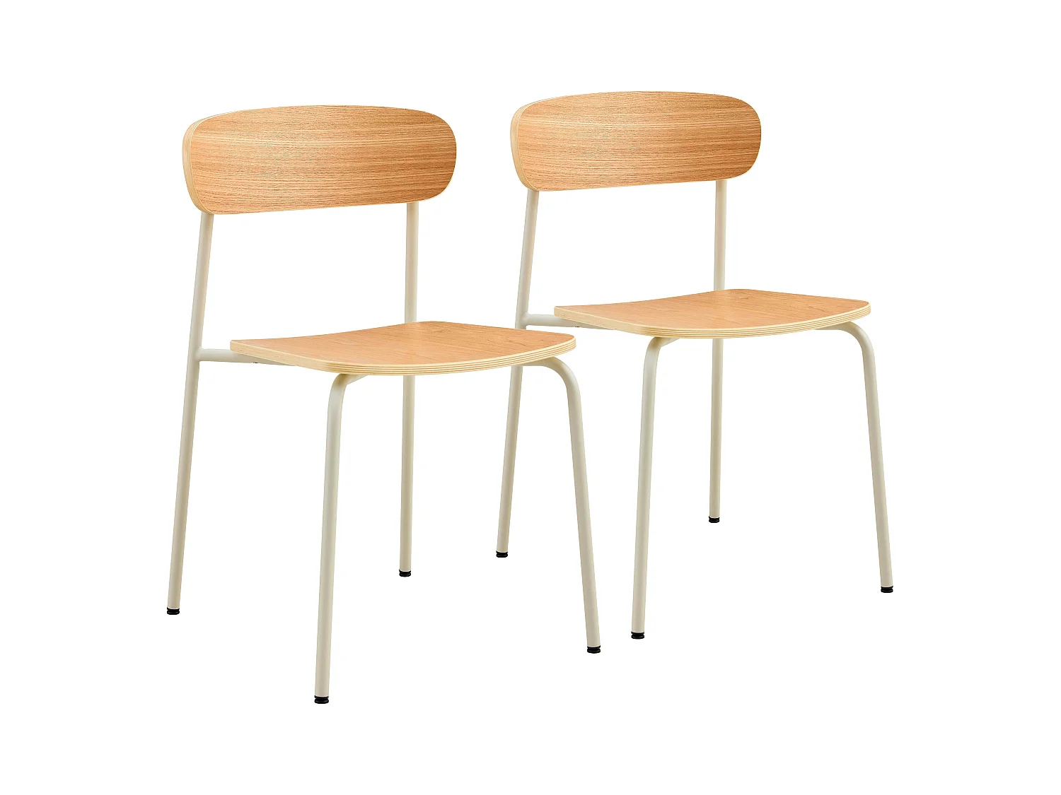 Lot de 2 chaises en bois beige