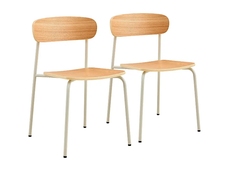 Lot de 2 chaises en bois beige